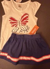 NWT Girls 5 Gymboree Cotton 4th of July Stars  Stripes 2pc Top  Skirt Set Free