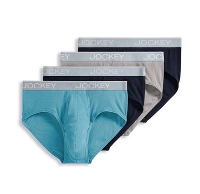 Jockey Essentials Mens 4Pack Lightweight Breathable Cotton Blend Briefs Multi