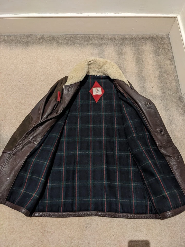 CP Company dark Brown vintage leather Hunting Jacket - Image 4 of 4