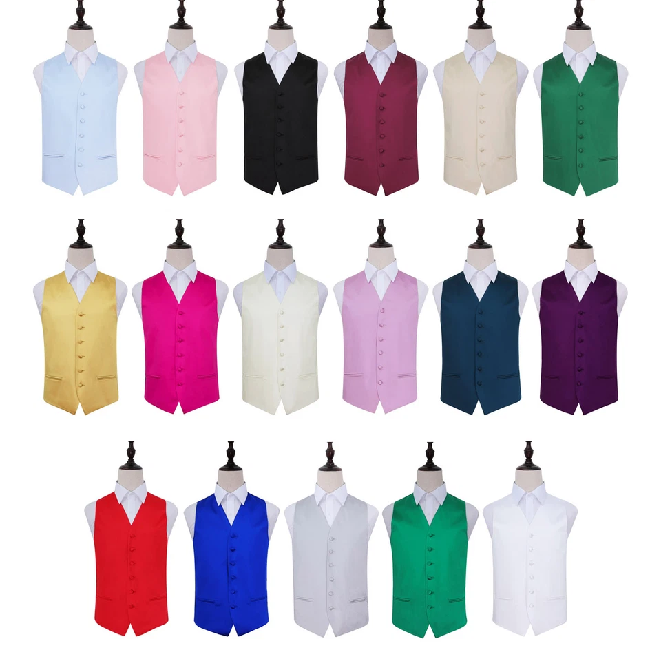 DQT Herren Weste Satin Uni Einfarbig Formell Freizeit Hochzeit Vest