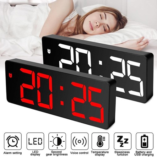 LED Digital Clock Mirror Display Snooze Alarm Temperature Time Table Desk Decor~ - Picture 2 of 23