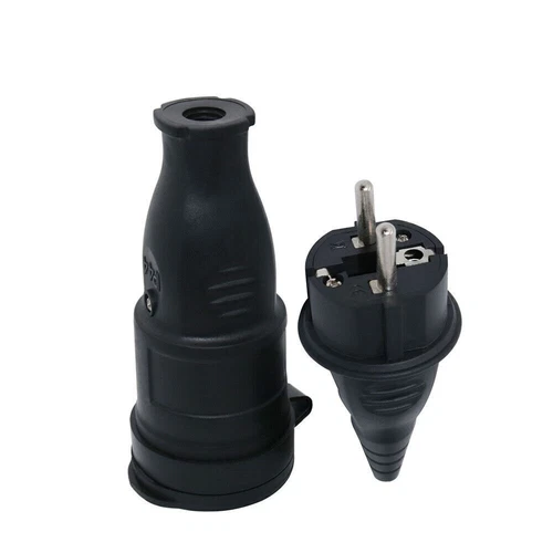 10 x Schuko Kupplung Vollgummi IP44 Schutzkontakt Stecker 230V 16A Gummikupplung - Bild 12 von 12