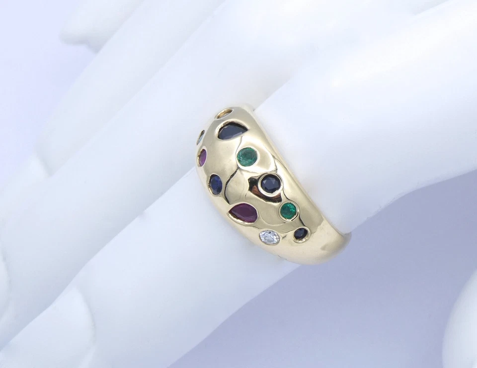 Damenring mit verschiedenen Edelsteinen / 750er -18K Gelbgold - 53 (16,8 mm Ø) - Bild 3 von 4