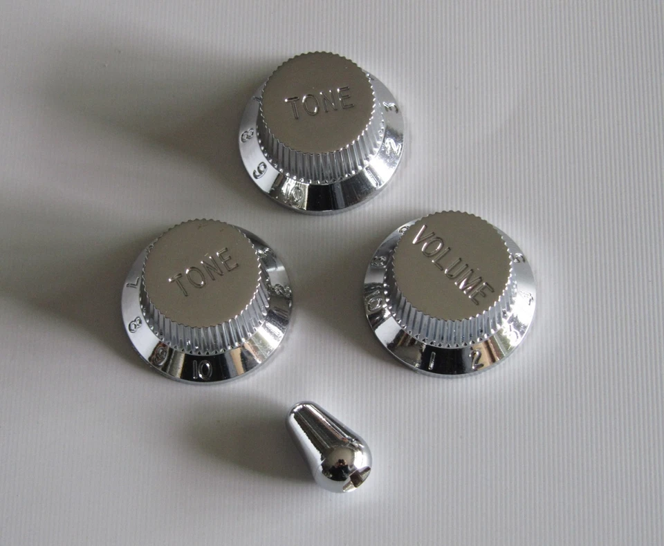 Chrome Plated ST Guitar Knobs ST 5 Way Switch Tip Cap Fits Stratocaster - Image 2 of 2