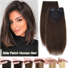 Fluffy Human Hair Extensions Clip In Real Remy One Piece Spot Bald Patch Toupees