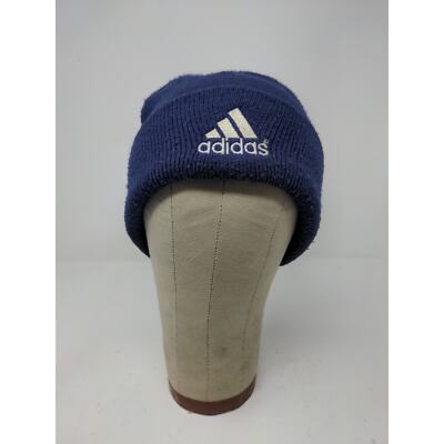 Adidas Men's Knit Beanie Hat Embroidered Logo Spell Out Blue | eBay