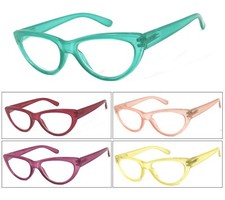 1 or 2 Pair Retro Cat Eye Translucent Colorful Frame Full Lens Reading Glasses