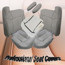 Fits 1999-02 Chevrolet Silverado Leather Seat Cover & Foam Cushion Pewter Gray
