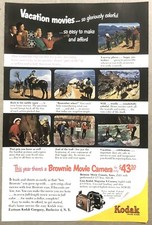 Vintage 1952 Original Print Ad Full Page - Kodak - Brownie Movie Camera 43.30