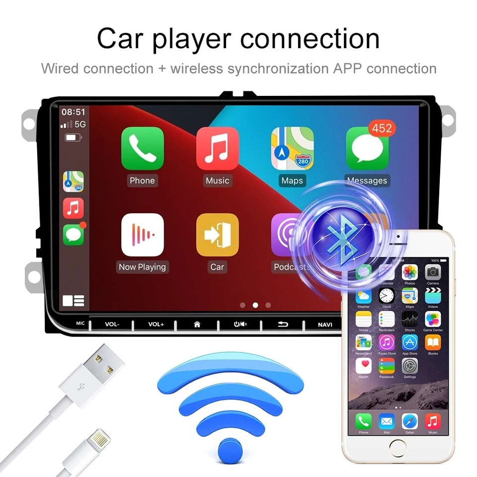 9-дюймовый Android 10 Apple Carplay автомобильное стерео радио GPS для VW Volkswagen Jetta Passat - Изображение 4 из 4