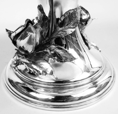 Wilhelm Ludwig Bowl Antique Footed Rosebuds Hanau German 800 Silver - Picture 8 of 10
