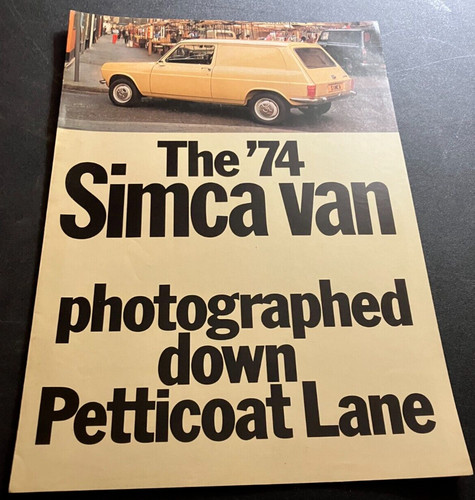 1974 Simca 1100 Van - Vintage Original 2-Page Car Dealer Sales Brochure CLEAN  *