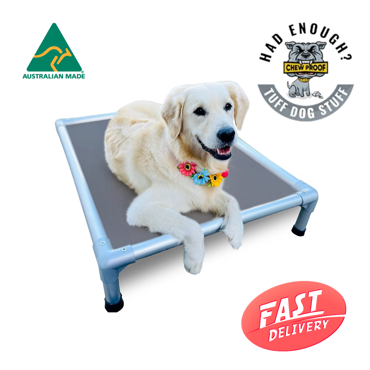ChewProof Indestructible Dog Bed Aircraft Grade Aluminium elevated