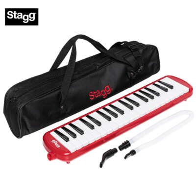 Stagg MELOSTA37 RD 37 Keys Plastic Melodica Red with Bag, Mouthpiece