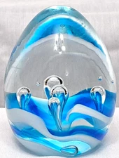 Vintage Dynasty Gallery Heirloom Paperweight Egg Blue Water Bubble Ocean Wave