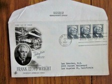 FRANK LLOYD WRIGHT ARCHITECT FALLINGWATER  1966 FDC AYERST VARIETY BACK FLAP