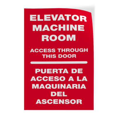 Vertical Vinyl Stickers Elevator Machine Room Access Through Door Business Sign