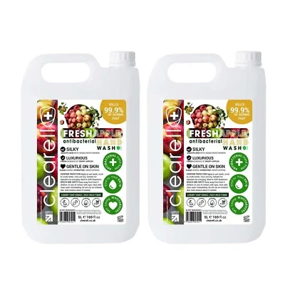 Clearell 10L | FRESH APPLE | 2 x 5L Pack | Luxury Hand Soap Liquid Wash 5 Litres
