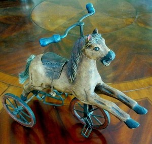 antique wooden horse tricycle