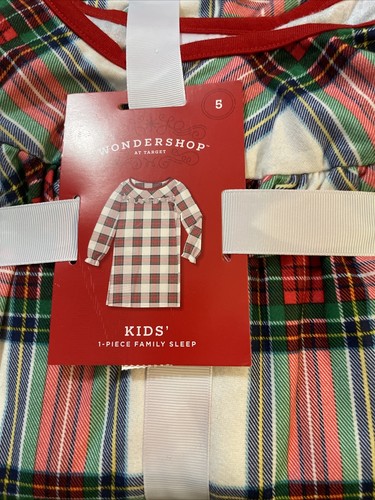 NWT Wondershop Kids' 5 Cream Tartan Plaid Family Pajama Girls NightGown