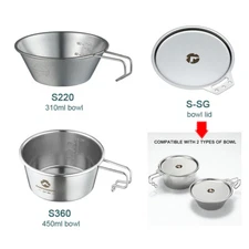 CAMPINGMOON Stainless Steel 310ml / 450ml Sierra Cup or Bowl Cup / Bowl Lid