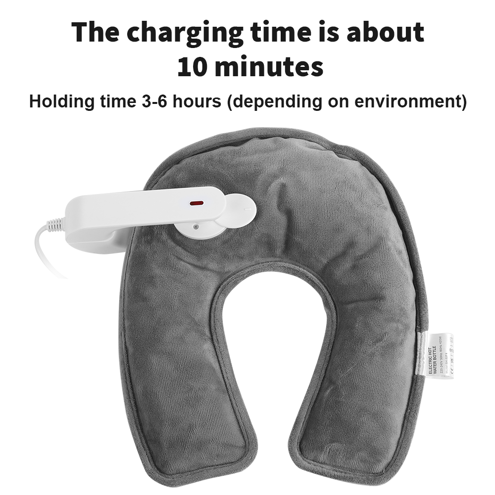 Grey Hot Water Bottle Rechargeable Bed Electric Hand Neck Cozy Warmer