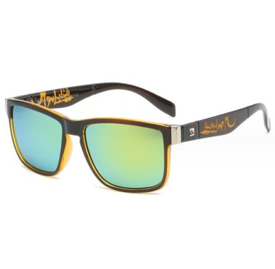 Quicksilver Sports Square Sunglasses Black Yellow Frame Yellow Mirror Lens