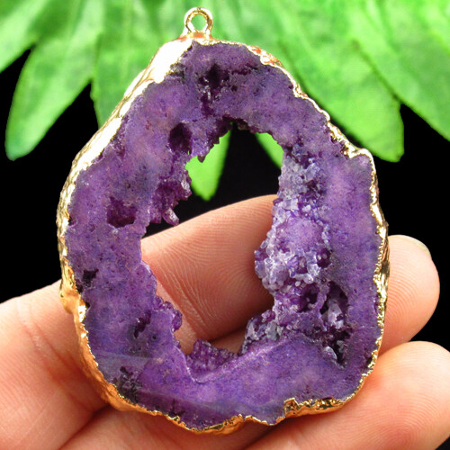 57x45x7mm Purple Titanium Crystal Agate Druzy Quartz Geode Pendant Q08157
