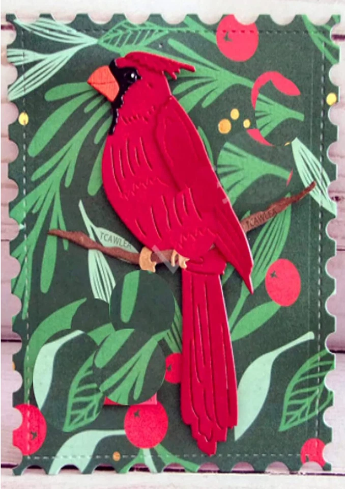 CRYSTAL PAPER CUTS RED CARDINAL CHRISTMAS BIRD Embossing & Cutting Dies - Scrapbooking, Card Making