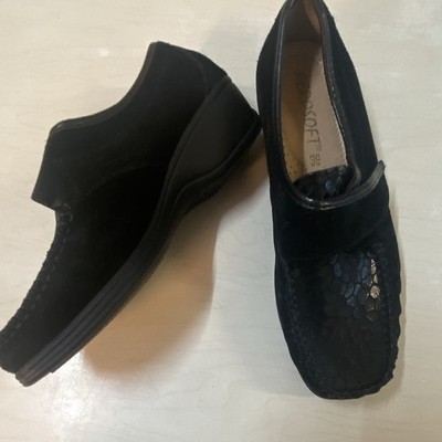 Soft Damen Halbschuhe Schwarz Slip-On Bequem Strukturiert Karree EU 39