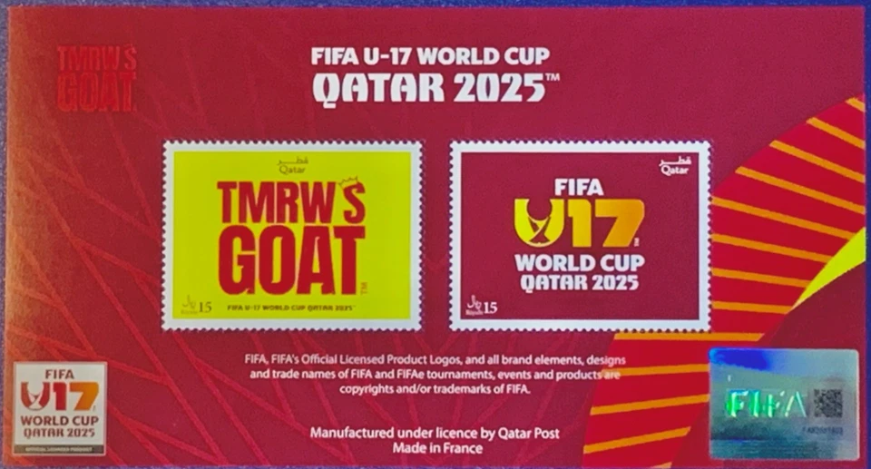 FIFA WORLD CUP QATAR 2025: FIFA U17 STAMP SHEET SET OF TWO+FDC M N H ***** - Image 4 of 4