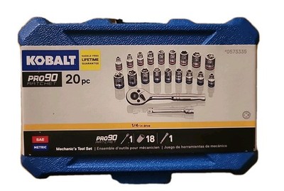 NWT Kobalt SAE Metric 1/4'' Drive 6-Point Socket Set 20 Piece With Hard case