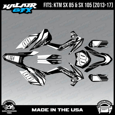 Graphics Kit for KTM 85SX 105SX SX85 SX105 (2013-2017) Rugged - White