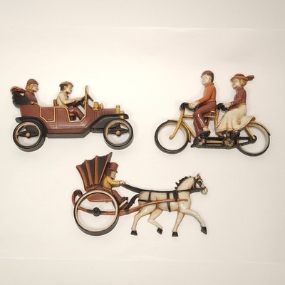 1975 Vintage Homeco Home Interiors Wall plaques Bike Horse Car The Good Ol Days