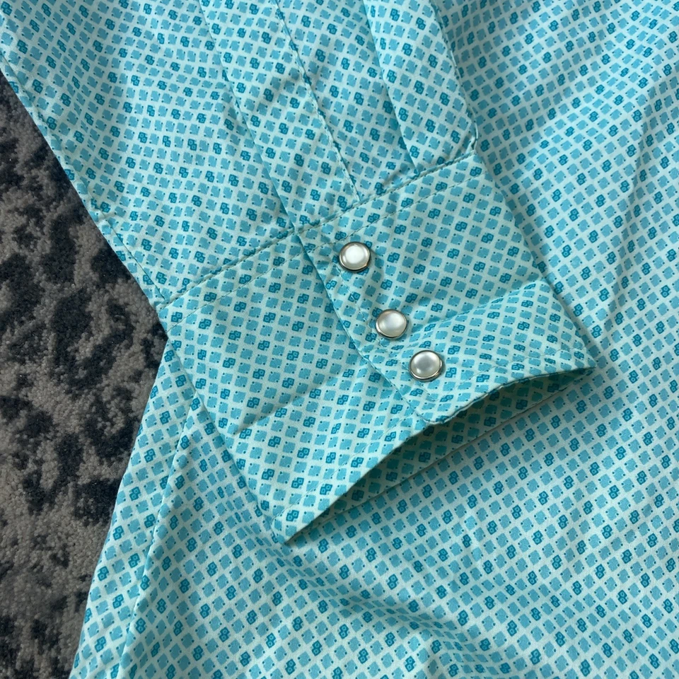 Camisas Wrangler Wrancher para hombre XL diamante estampado geométrico perla camisa a presión L/S Foto 2 de 4