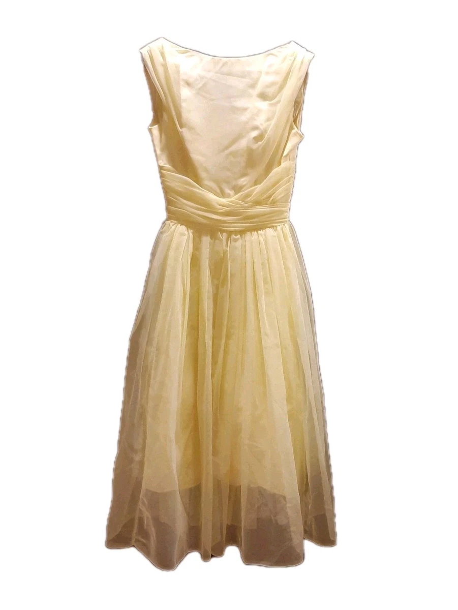 slim fit dress slacks Vintage 1980s does 50s Yellow Linen Dress main image 1