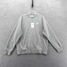 Nike Mens Sportswear Club Fleece Sweatshirt Heather Gray Pullover Crewneck NEW