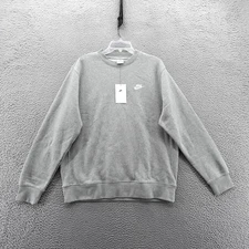 Nike Mens Sportswear Club Fleece Sweatshirt Heather Gray Pullover Crewneck NEW