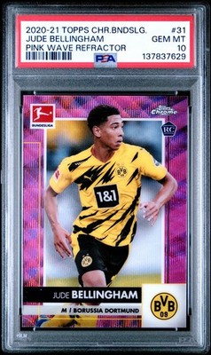 2020 Topps Chrome Bundesliga Jude Bellingham RC Pink Wave Refractor #/75 PSA 10
