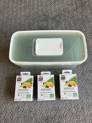 OXO Good Grips Greensaver Produce Storage 5.0 qt (NWOB) & 3 Refill 4-packs (NIB)