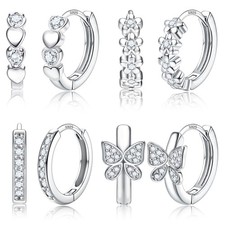 925 Sterling Silver Post Small Hoop Earrings For Girls - Hypoallergenic Huggi...