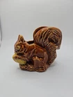 VINTAGE McCOY POTTERY Brown Squirrel Acorn Planter Repaired 4.5”