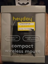 Heyday Wireless Mouse Bluetooth 5.1, USB Receiver, 33'' Range, AA Battery BlacK