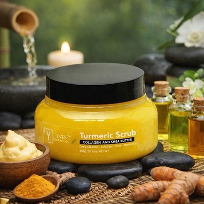 Turmeric Collagen SHEA Butter Exfoliating Scrub Firm Brighten Smooth Skin 10 Oz