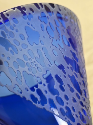 7" Vintage Sasaki Volcano Soichiro Sasakura Artist Series glass bowl BEACH BLUE - Picture 5 of 5