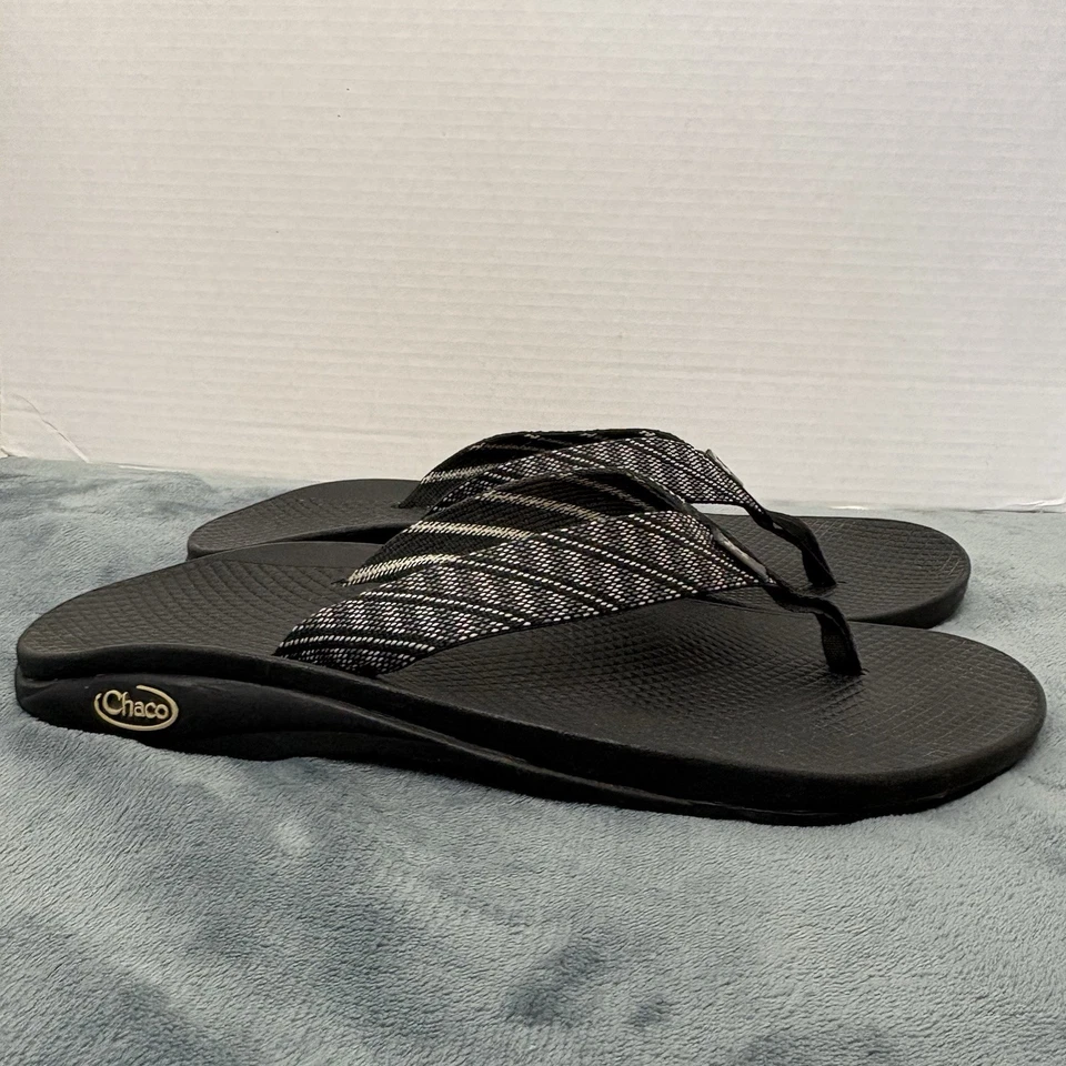 Sandalias Chaco 6 Flip Eco Tread negras al aire libre cómodas chanclas para hombre talla 9 Foto 2 de 4