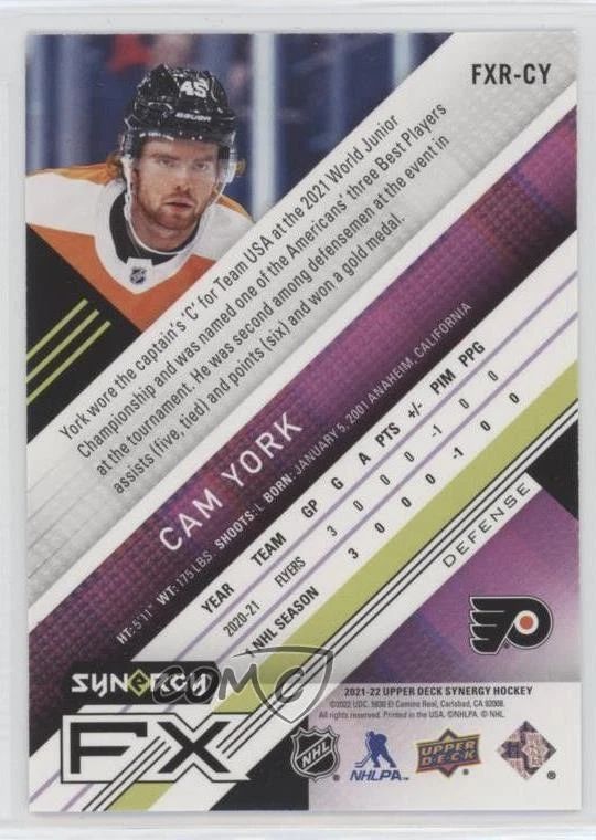 2021-22 Upper Deck Synergy Synergy FX Rookies Purple /275 Cam York #FXR-CY RC - Image 2 of 2
