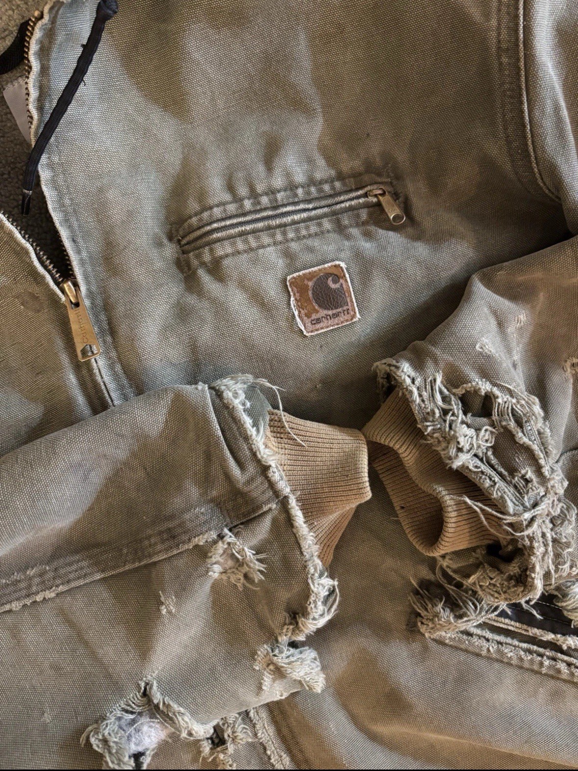 Men's Carhartt J141 Distressed Green Bomber Jacket Regular Fit XL