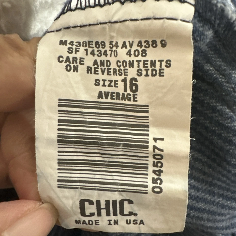 Vintage Chic Rayas Azul Marino Cintura Elástica Para Mujer Talla 16 Hecho en EE. UU. Foto 3 de 4