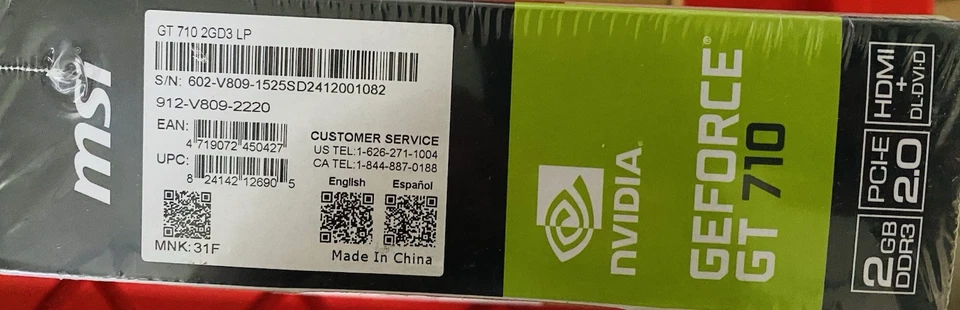 NEW! MSI Gaming GeForce GT 710 2GB GDRR3 64-bit HDCP Support DirectX 12 - Image 4 of 4